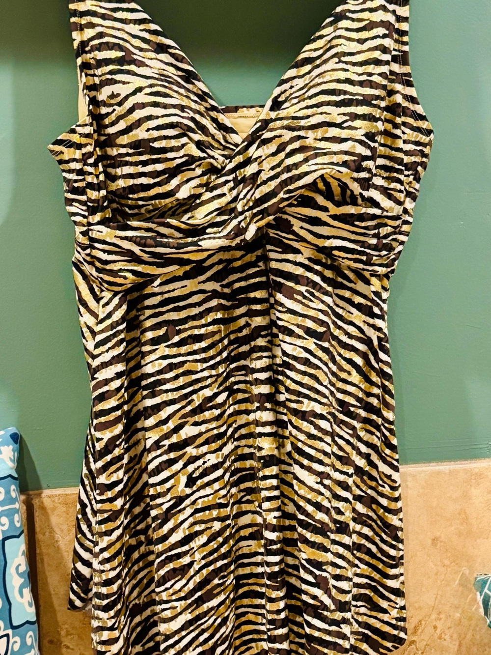 Swim Dress Bathing Suit Top Zebra Women's Sz 26 +